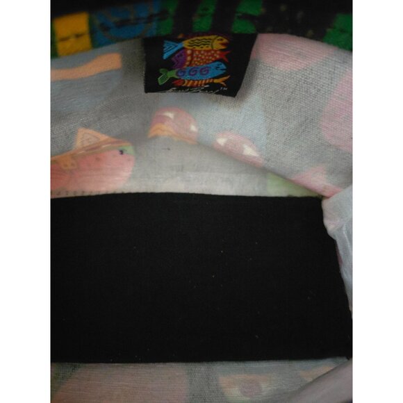 Laurel Burch Multicolor Cat Gato Pattern Canvas Mini Handbag With Wooden Handles - Picture 8 of 10